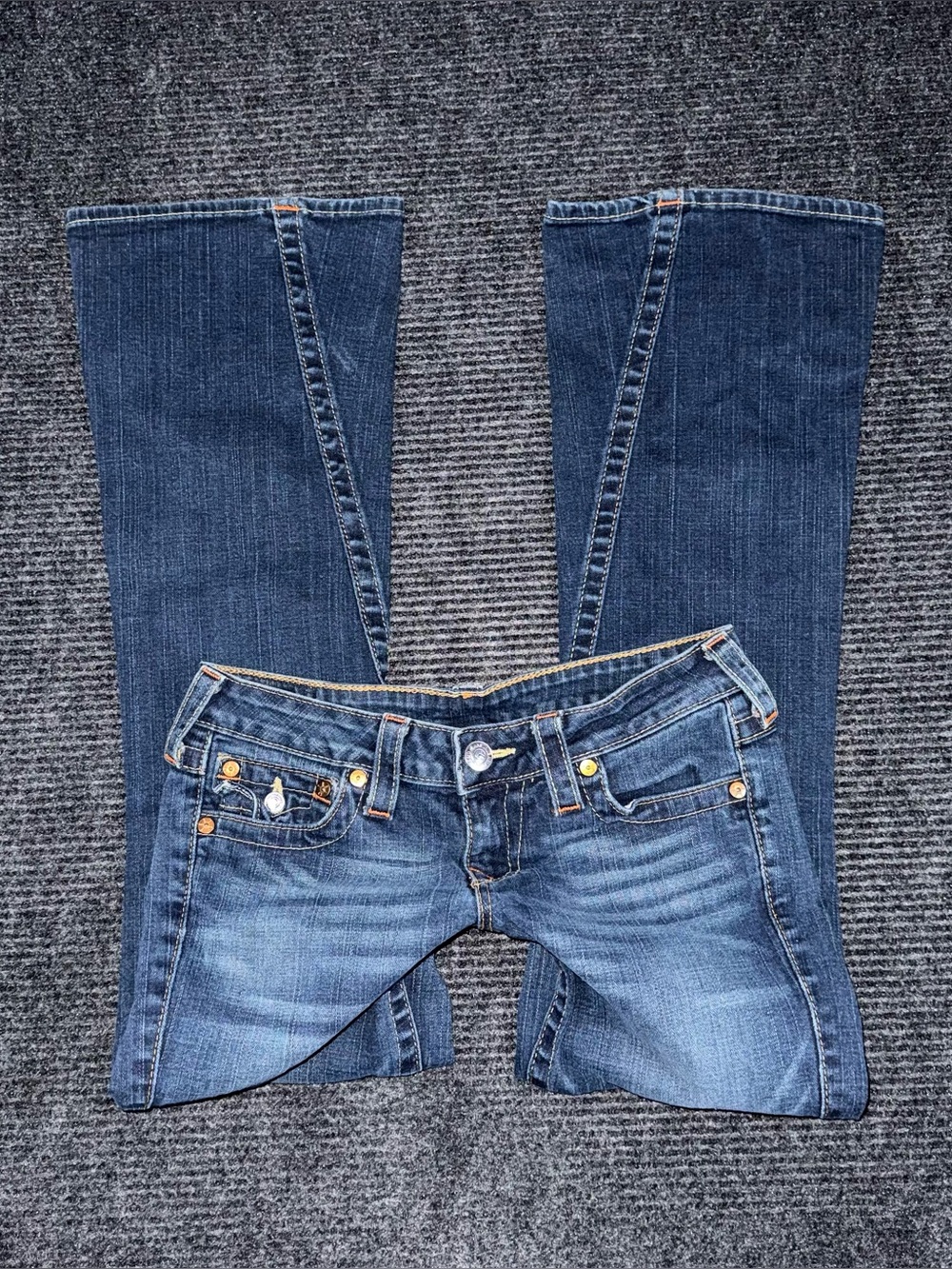 RARE Vintage True Religion Low Rise Twisted Flare Jeans Sz 28 y2k Joey USA Made